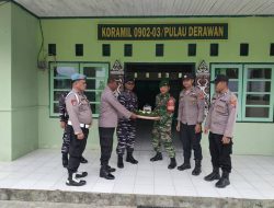 Polsek Pulau Derawan Beri Ucapan Selamat kepada Koramil 0902-03 Pulau Derawan dalam Rangka HUT TNI ke-80